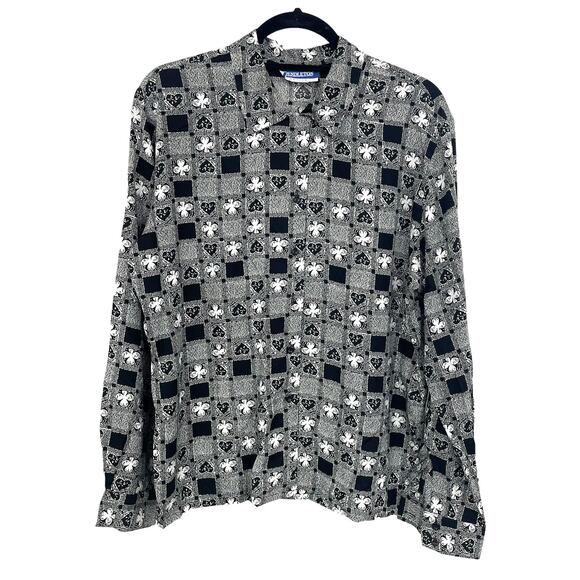 Vintage Pendleton Black White Heart Spade Print Long Sleeve Button Down 14P - Picture 1 of 6